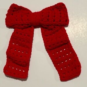 Handmade Red Crochet Hair Bow